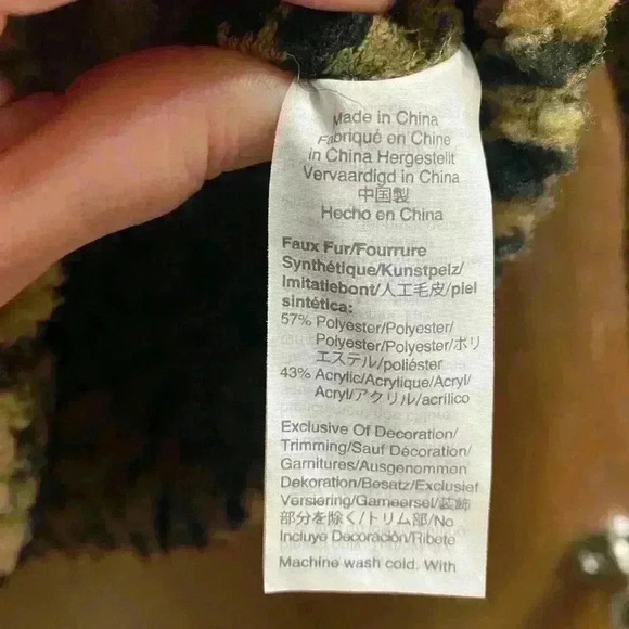 Madewell Full Zip Leopard Animal Print Sherpa Jacket XS 2 Front Pockets Soft - Picture 8 of 11